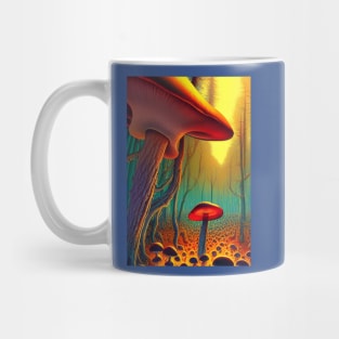 DREAMY SURREAL RED MUSHROOMS AT SUNRISE Mug